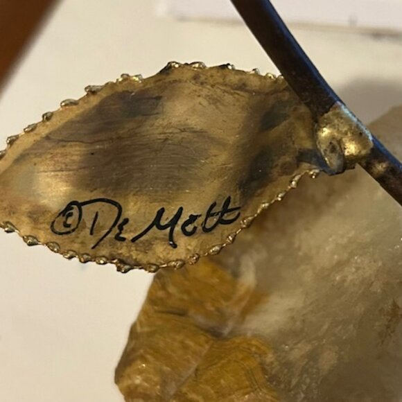 Vintage John DeMott Signed Brass Copper Flower on Base - Picture 5 of 9